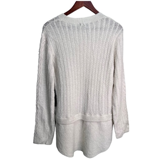 Tahari Cream Cable Knit Wool Mohair Sweater Size Small - Picture 2 of 8